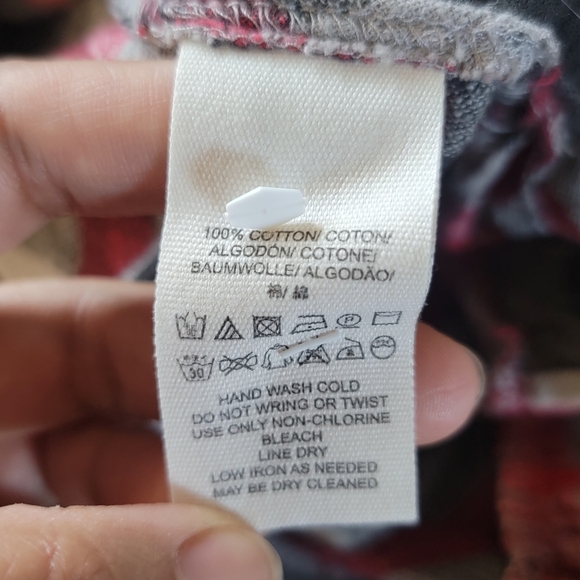 Free People‎ Red Plaid Cotton Collared Long Sleeves Button Down Shirt Medium - Picture 8 of 10